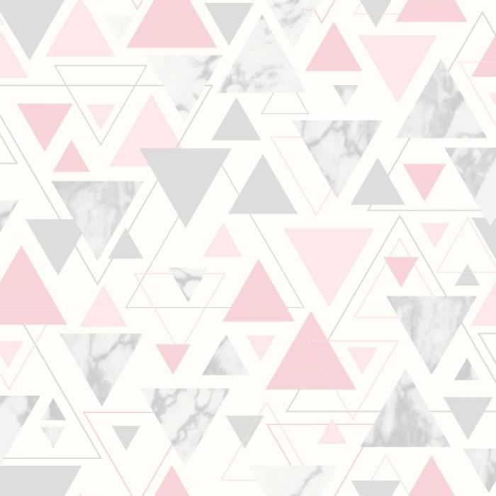 Papier Peint Chantilly Triangle Marbre Geometrique Rose Gris Debona 5013 Cdiscount Bricolage