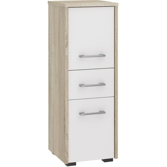 Astoria Armoire Colonne De Salle De Bain Contemporaine 85x30x30 Cm Meuble De Rangement Design Moderne Tiroir 2 Portes Cdiscount Maison