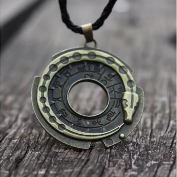 Collier Unisexe Avec Pendentif Rune Teiwaz – Cordon Marron Et Résine Blanc Bronze