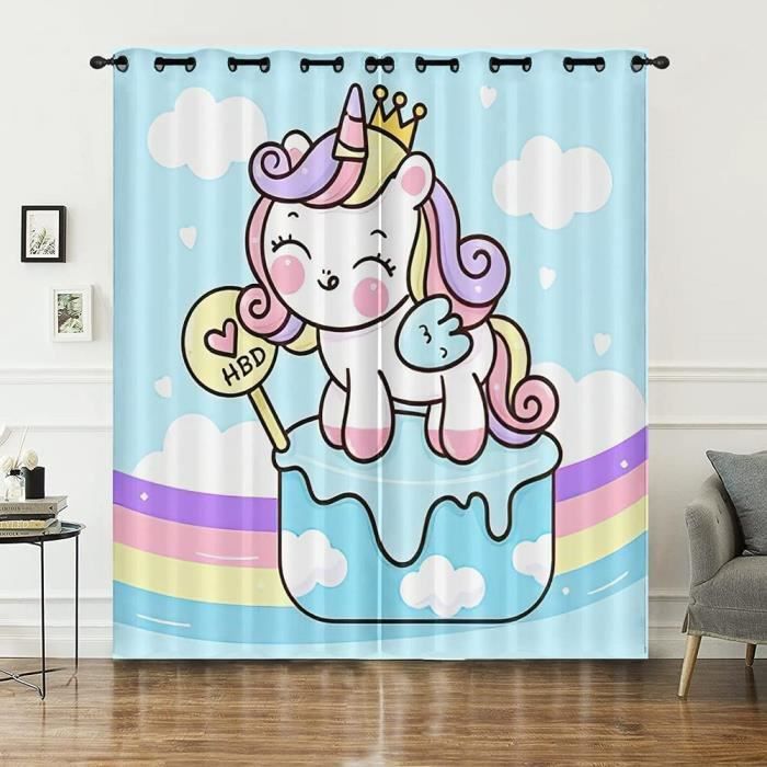 Kawaii Rideau Plat Licorne Princesse Fee Dessin Anime Poney Enfant Vecteur Avec Pastel Arc En Ciel 60x1cm 3079 Cdiscount Maison