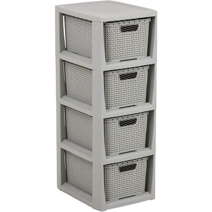 5901098172684 Étagère en rotin Plastique PP sans BPA Gris Clair 295 x 24 x 642 cm 4 Körben[160]