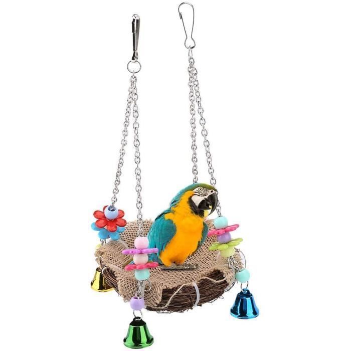 Meilleurs prix pour Oiseaux perchoir Perroquet Oiseaux nid Perruche rotin balançoire Suspendue pour Perroquet avec Cloches Cage hamac pour cacatoès