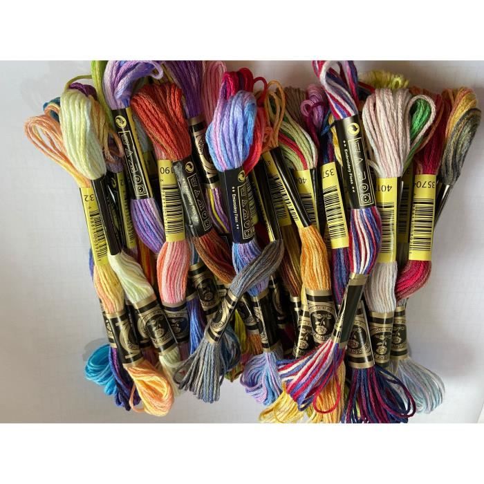 Fil à Broder Coton - 50 Couleurs Assorties Pour Couture Et DIY