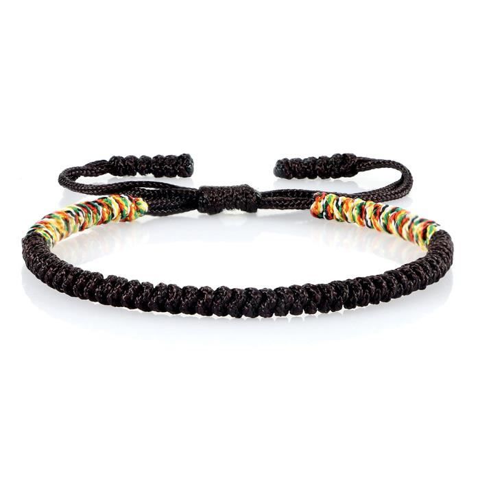 Bracelet Couple Corde à Nœud Infini Noir Et Rouge Avec Jade - Bouddhiste, Méditation - Unisexe