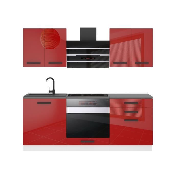Cuisine Complète - B BELINI GROUP - MARY - 180 cm - Rouge Très Brillant - Design Contemporain