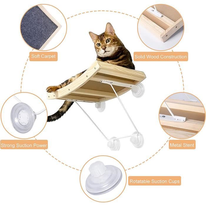 Meilleurs prix pour Hamac pour Chat à Fixation Murale - BELFOYER - Chaise Bain de Soleil - Gris - Moyen - Intérieur - Rectangulaire