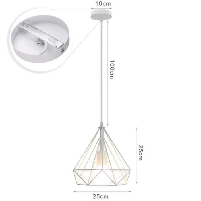 Blanc Suspension Luminaire En Métal E27 Douille Plafonnier Lustre