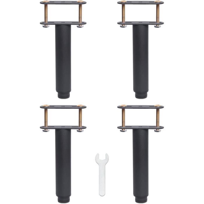 Lot de 4 pieds cylindriques en métal chromé pour sommier H15