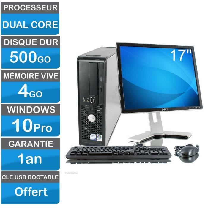 Ordinateur De Bureau Avec Ecran Dell Optiplex Dual Core Hdd 500 Ram 4 Win10 Prix Pas Cher Cdiscount
