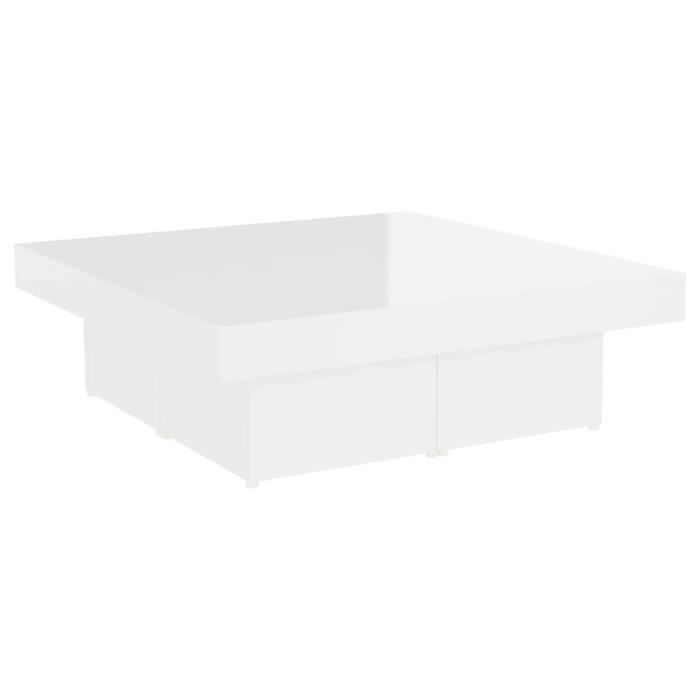 Table basse - DUOKON - Blanc brillant - 90x90 cm - Aggloméré - Design contemporain