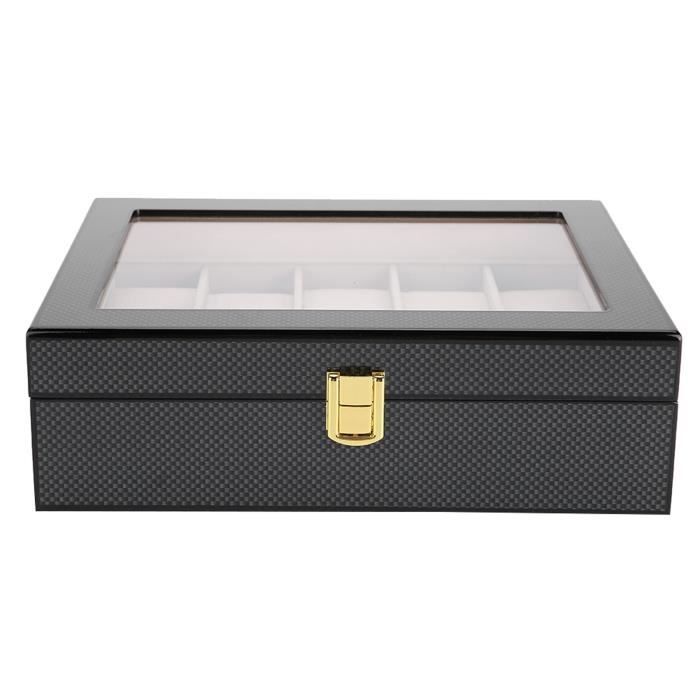 Boîte à Montres Augusta En Bois Verni - Pour 10 Montres, Verrouillable, Haute Brillance