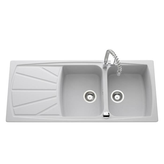 Evier Granit Gris Clair Exona 2 Bacs 1 Egouttoir Achat Vente Robinetterie De Cuisine Evier Granit Gris Clair Exo Cdiscount