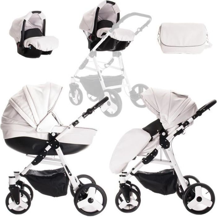 poussette combiné black and white
