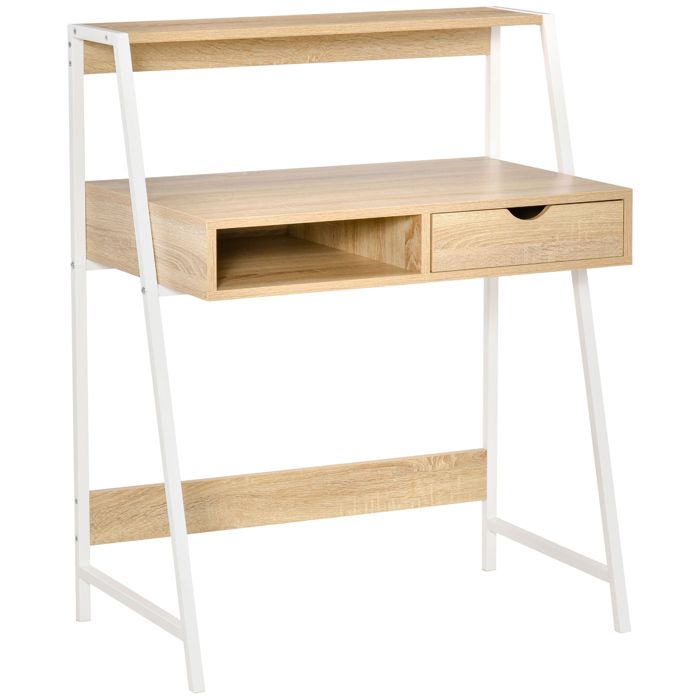 bureau informatique HOMCOM Panneau de particules 80x50x100cm Bois naturel