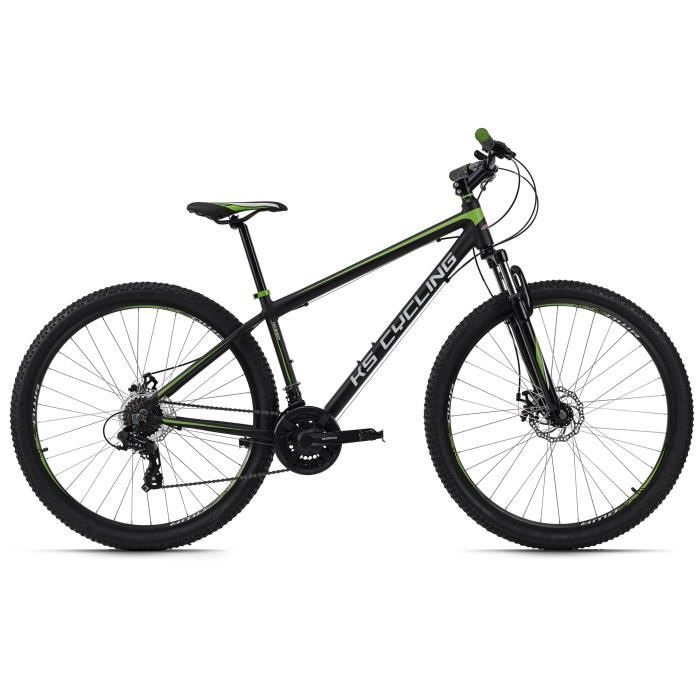 Velo VTT Semi Rigide 29 KS CYCLING Xceed 21 Vitesses Noir Vert Taille de Cadre 46 cm Cdiscount Sport