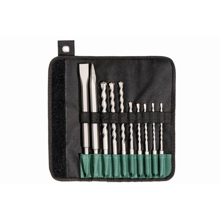 Metabo - Assortiment 10 pièces de forets SDS-Plus et burins en étui souple