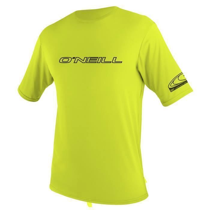 Gilets rash Oneill Wetsuits Basic Skins Rash Tee - Homme - Vert - Natation - Sports nautiques - Manches courtes