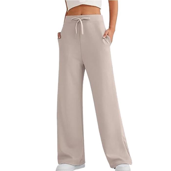 Pantalon Jogging Femme Taille Haute Pantalon Coton Couleur Unie Ample Pantalon Training Fitness Pantalon Survetement Kaki Kaki Cdiscount Pret a Porter