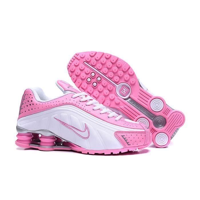 Nike Shox R4 Femme Chaussures Entrainement de Sport Blanc Rose blanc rose Running shoes Basketball shoes Couleurs multiples Cdiscount Chaussures