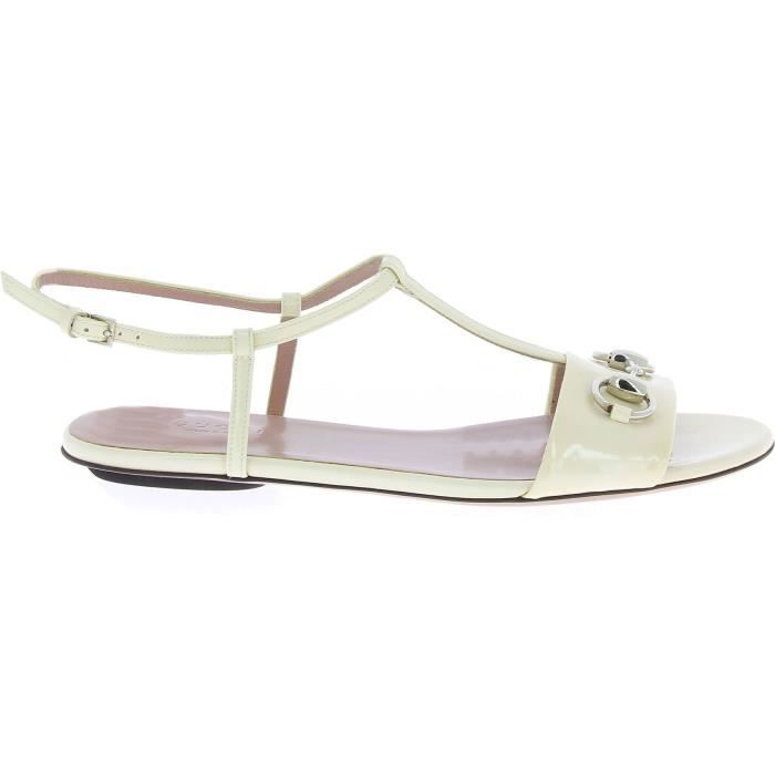 Gucci Femme 370459bnc009110 Blanc Cuir Sandales Blanc Achat Vente Sandale Nu Pieds Cdiscount