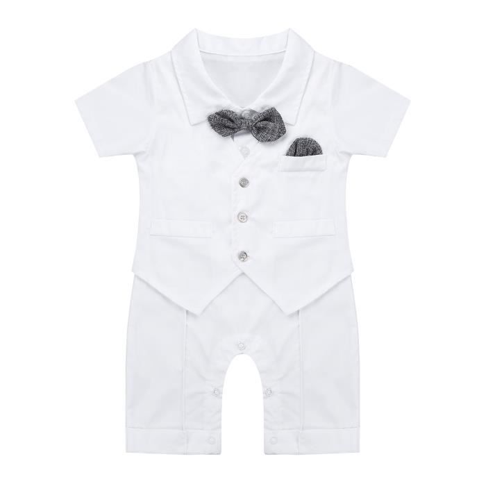 Bebe Vetements Accessoires 1 Pc Bebe Garcons Coton Ete Barboteuse Garcon Anniversaire Costume Mariage Fete Tuxedo Vetements Accessoires
