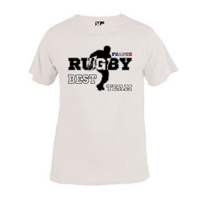 T-SHIRT ENFANT RUGBY WORLD CHAMPIONSHIP FRANCE TMP4977 - TEE SHIRT MAILLOT BLANC ENFANT RUGBY XV - de 3 a 12 ANS