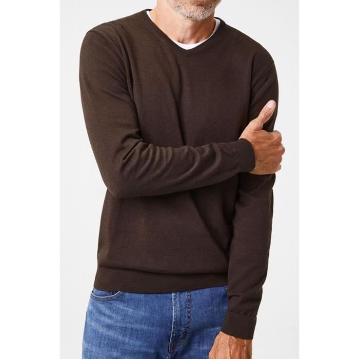 Pull col v marron homme online