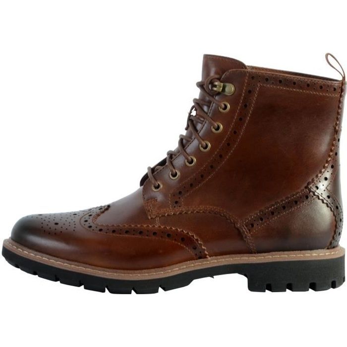 Bottines Homme Clarks Batcombe Lord Cuir Marron Fonc