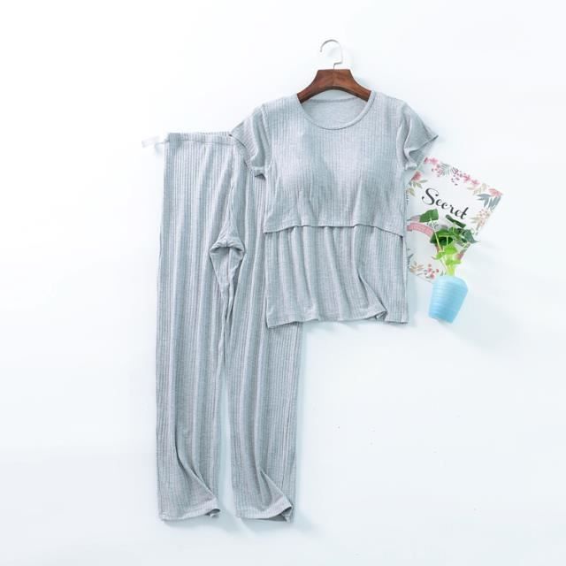 Pyjama Maternité Bresdk Hiver - Coton Doux Allaitement - Confy Pour Hôpital