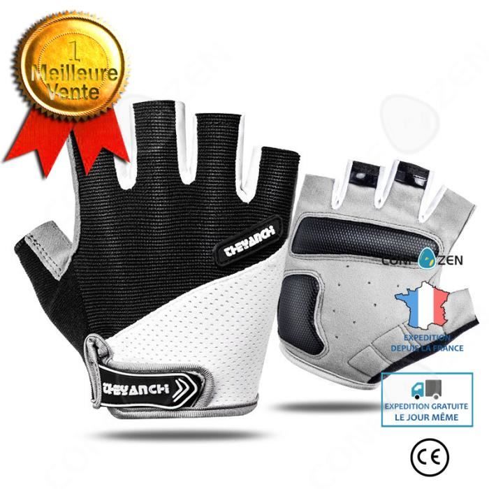 Gants de sport CONFOZEN - Gants de vélo de montagne antidérapants - Blanc - Adulte