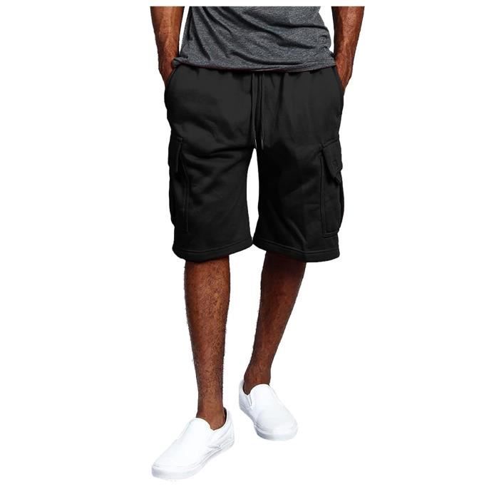 Short Cargo Taille Plus Pour Homme Multi-Poches Décontracté Pantalon De  Plage D'été Noir Noir - Cdiscount Prêt-À-Porter