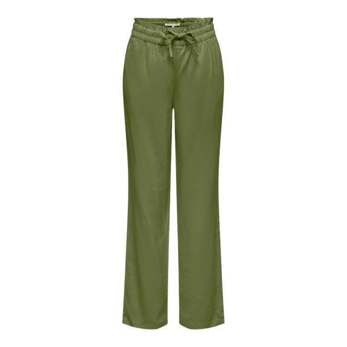 Pantalon Femme Vert Viscose ONLY GR78577 Lacee Uni Ete