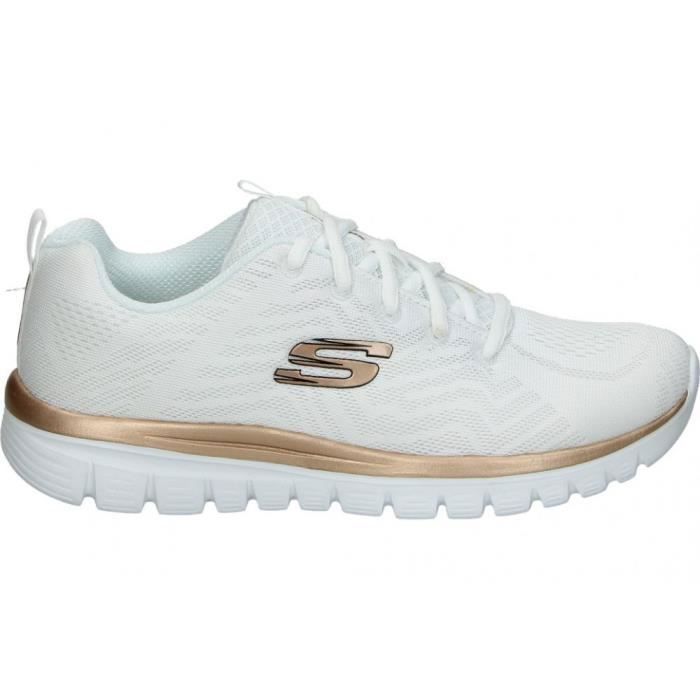 Skechers Baskets SKECHERS 12615-WTRG pour femme - Blanc - Lacets - Plat