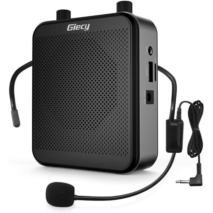 Giecy Amplificateur voix portable avec microphone casque 30W Batterie rechargeable 2800mAh Système de sonorisation puissant