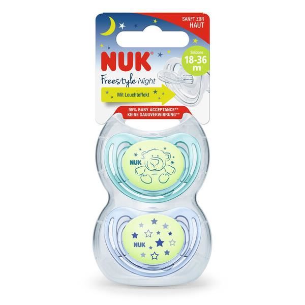 Nuk 2 Sucettes Freestyle Night 18 36m Garcon Cdiscount Puericulture Eveil Bebe