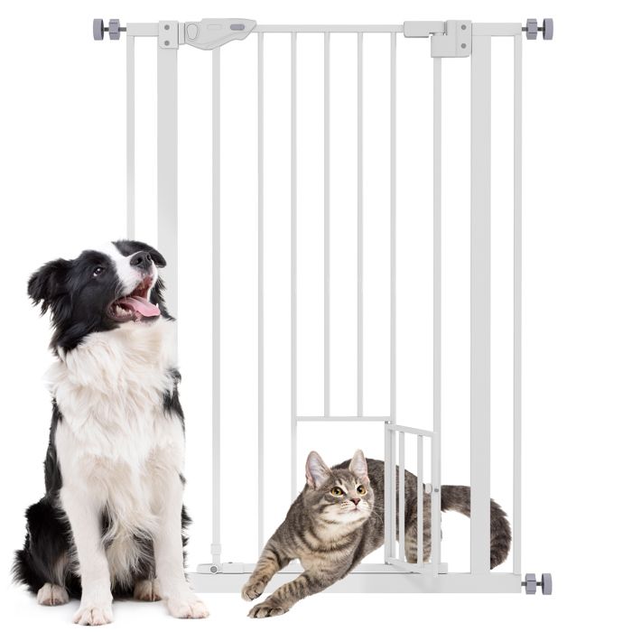 Barrière De Sécurité Pour Chien PawHut - 3 Panneaux Pliables, 155x61 Cm - Blanc, Antidérapante