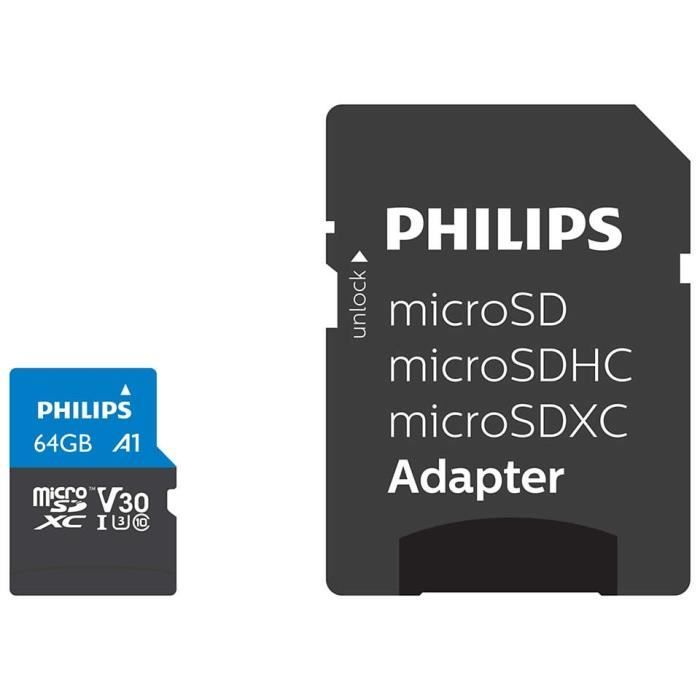 philips carte memoire microsdxc class 10 uhs i u3 - vue 3