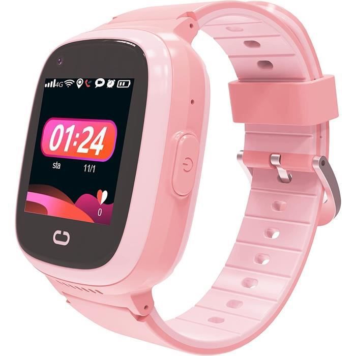 PTHTECHUS 4G Montre GPS Parlante Connectée Enfants avec Téléphone en Temps SOS Appel Vidéo Chat Vocal Caméra Étanche Android et iOS