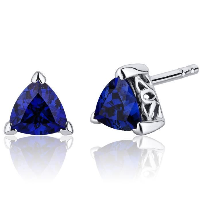 Saphir Bleu Gemme Dangle Boucles d/'oreilles 1.5/" 14k solide or blanc Leverbacks