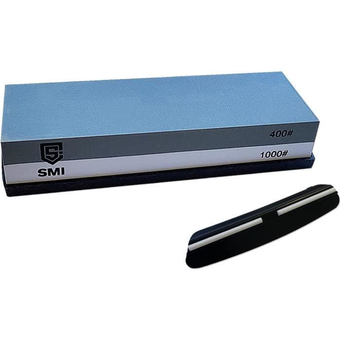 Pierre à Aiguiser S&R 400/1000 - Double Grain, Affûtage Couteaux/Ciseaux/Sécateurs, Support Silicone
