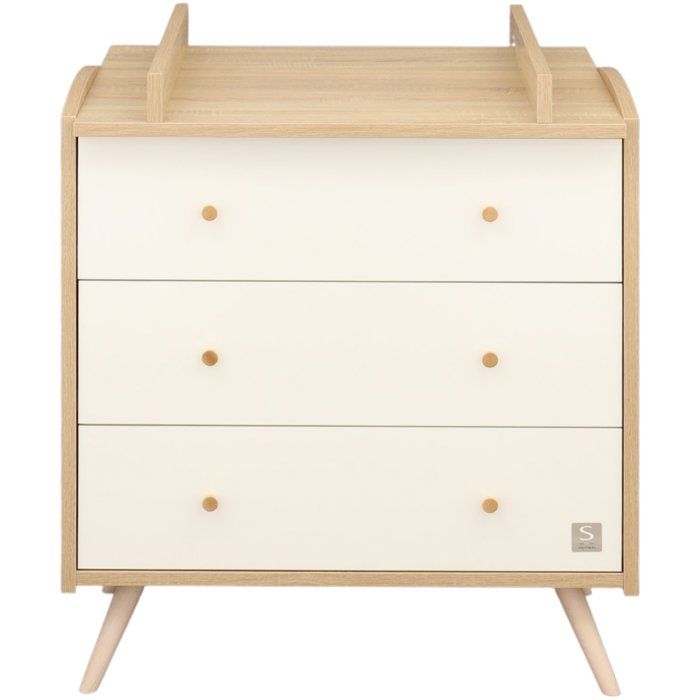 Access Commode 3 tiroirs + plan &agrave; langer 55,5 x 76 cm Blanc Bois