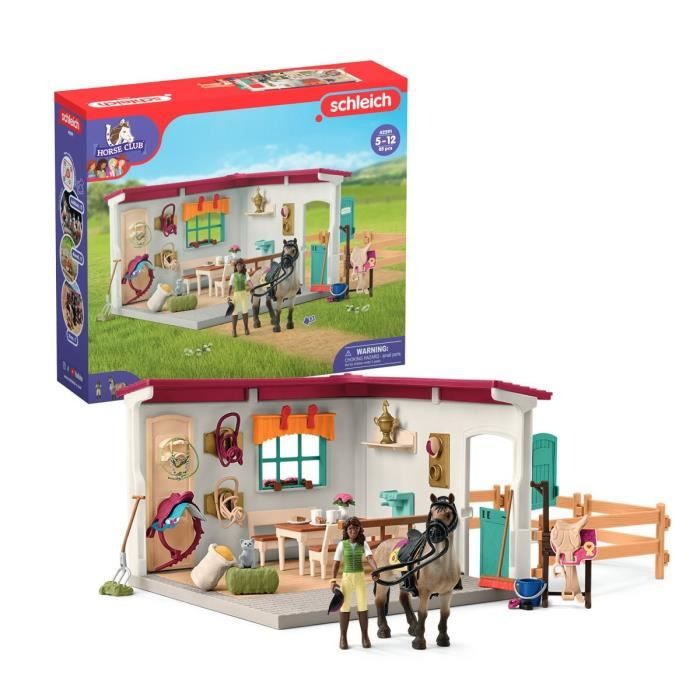 Sellerie du centre équestre, coffret avec 85 éléments inclus dont 1 cheval et 1 personnage, figurine