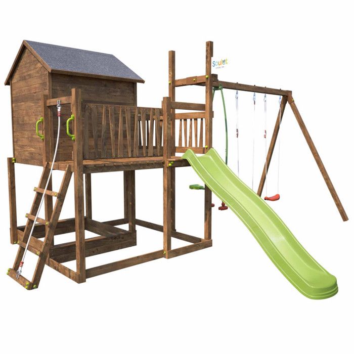 SOULET - Aire de jeux pour enfant maisonnette avec portique - COTTAGE son kit d'accessoire BATEAUEn Bois -Pour Particulier