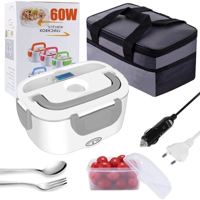 Réchauffeur Électrique Lunch Box 3-en-1 YISSVIC 1.5L - 12V 24V 220V - Acier Inoxydable Bleu