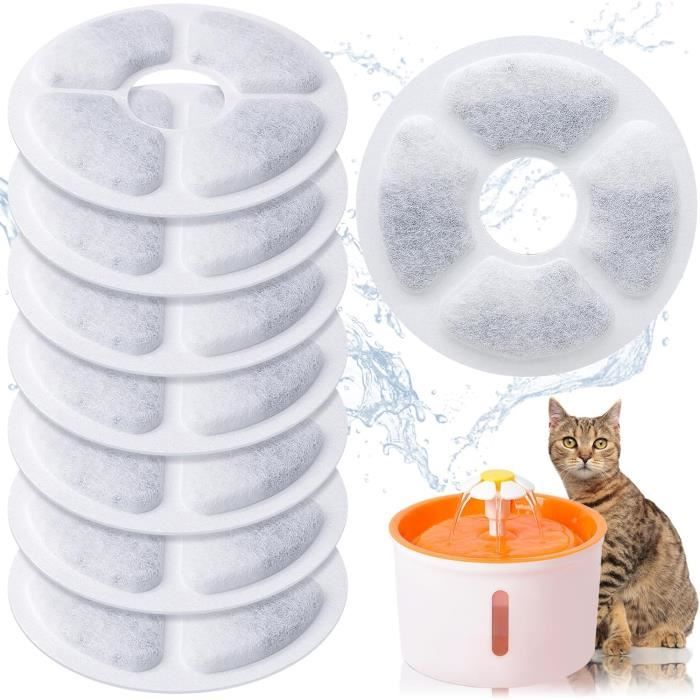 Filtre Fontaine Eau Chat Lot de 8 Filtres Round de Rechange pour Fontaine de Chat avec Résine
