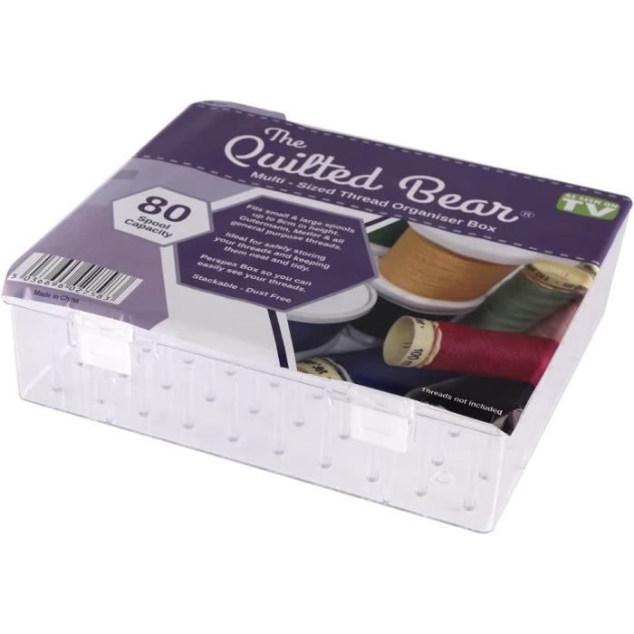 Boîte De Rangement Pour 42 Bobines De Fil - Plastique Transparent, Dimensions 23,7 X 13,7 X 6,6 Cm