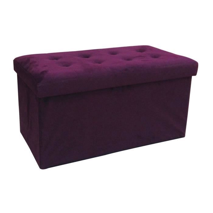 Sissy Banc Coffre De Rangement Pliable 72x38x38 Cm Velours Violet