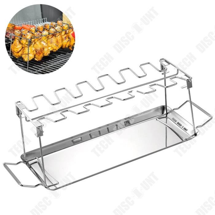2 Supports Pour Cuisses De Poulet Grill LKPOMI - Acier Inoxydable Pliant, Pour Barbecue, Pique-nique, Fête