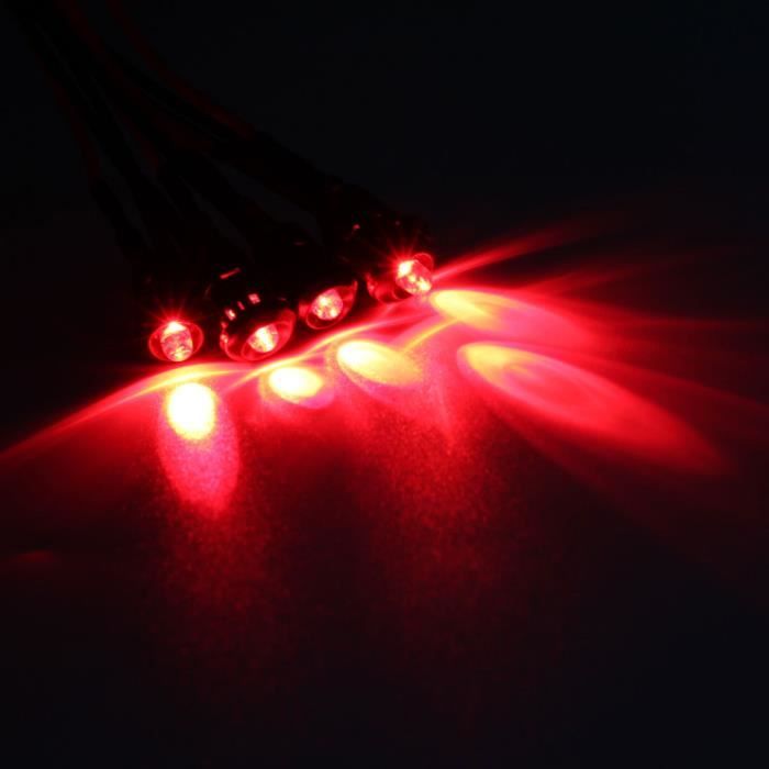 1 Pack 20 Ampoules 3mm 12V DC Orange LED Pre-Wired Round Top