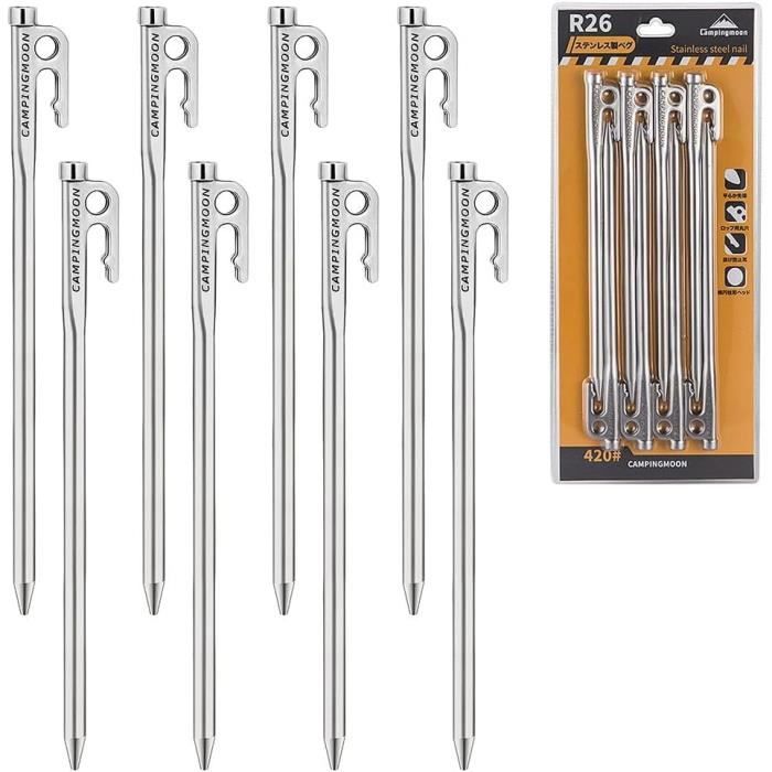 Ancrage Sol Lot De 8 Piquets De Tente En Acier - 40 Cm, Robustes Et Incassables Piquets De Camping En Acier